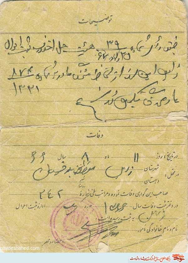 آلبوم تصاویر و اسناد هویتی و آلبوم تصاویر شهید «خانی اربابی» منتشر شد